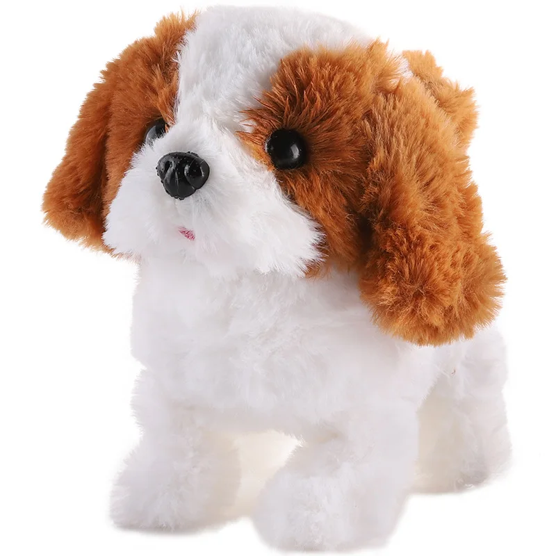 Электронный собачий робот собаки плюшевый щенок прыгающий хвост поводок Тедди