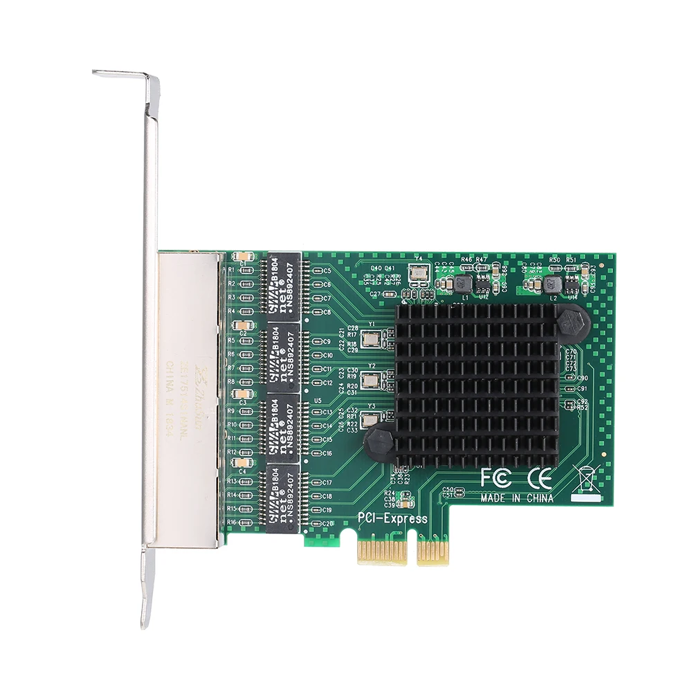 Сетевая Серверная карта 4 порта Gigabit 1000M PCI E Ethernet адаптер поддерживает