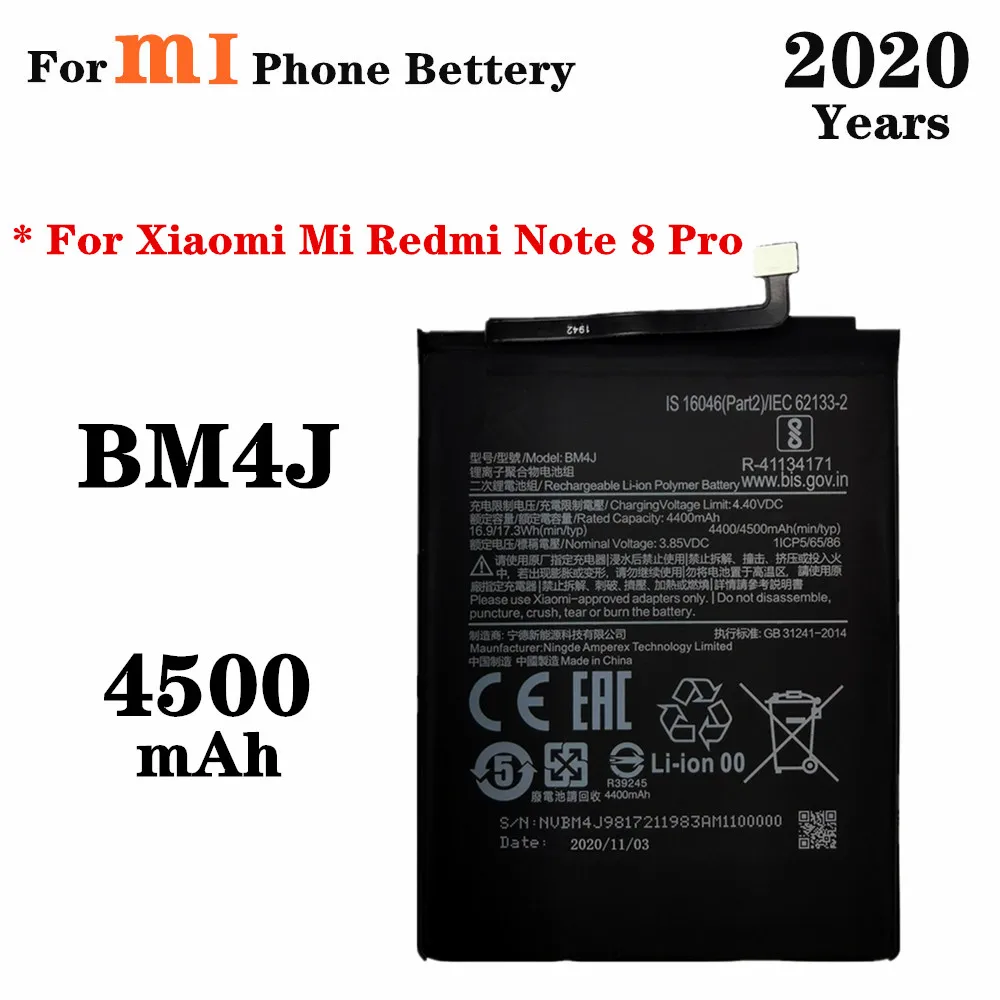 

Аккумулятор BM4J 2020 года на 4500 мА · ч для Xiaomi Redmi Note 8 Pro Note8 Pro, сменные батареи для телефона