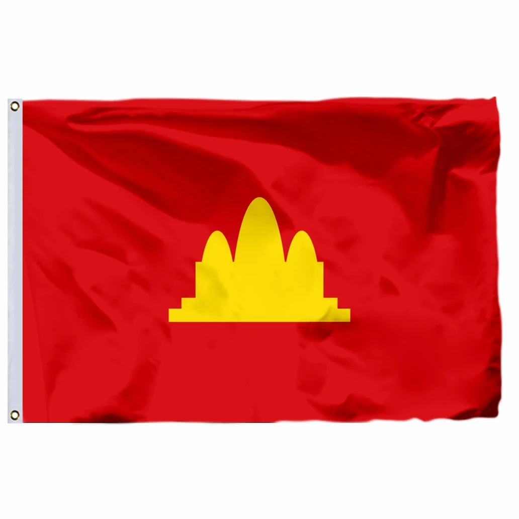 

Democratic Kampuchea Flag 90x150cm 3x5ft 120g 100D Polyester Double Stitched High Quality Free Shipping Red Cambodia
