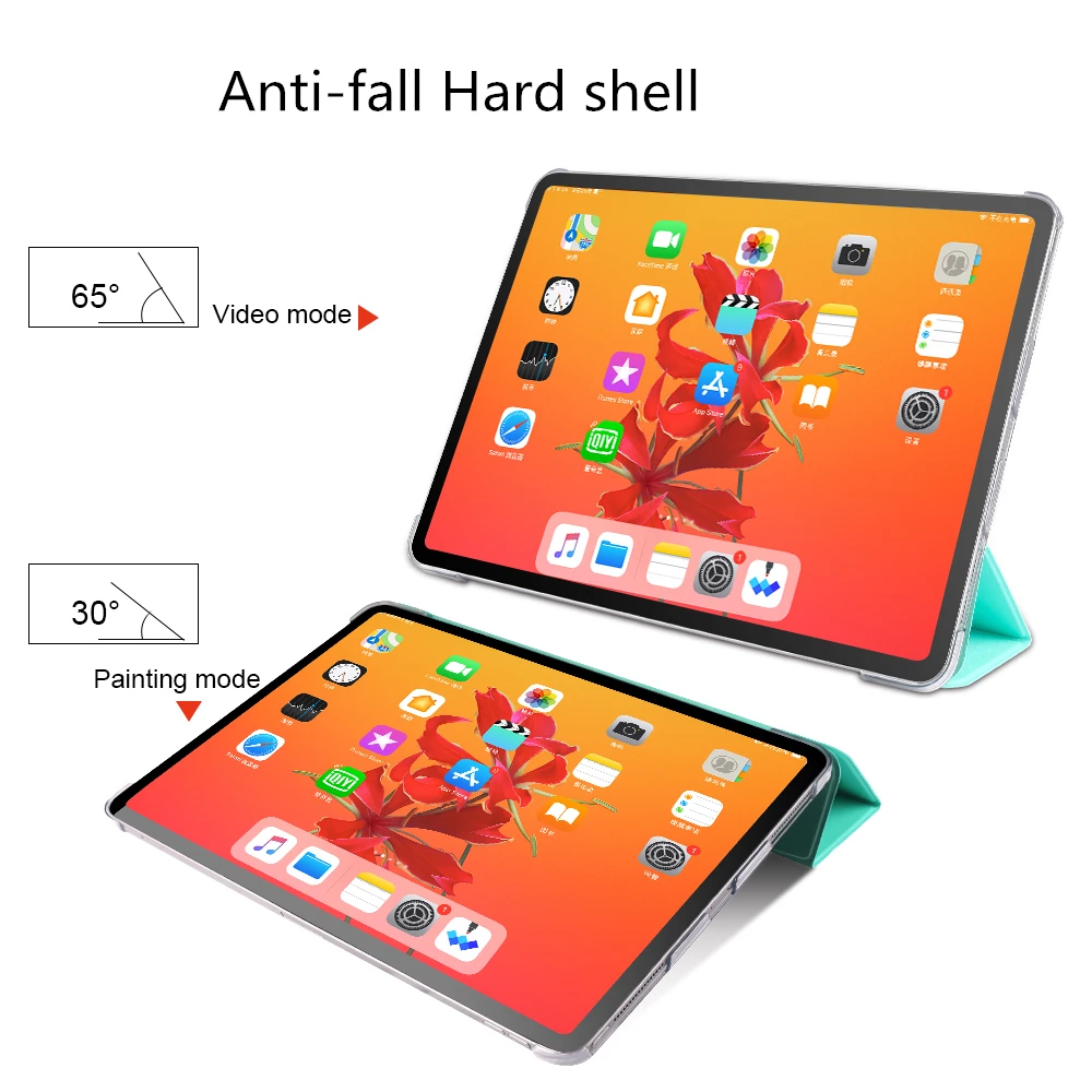 Case For iPad Pro 12 9 2018 2020 3th 4th Gen PU Leather Smart Cover 12.9 PC Hard Transparent Back Tablet | Компьютеры и офис