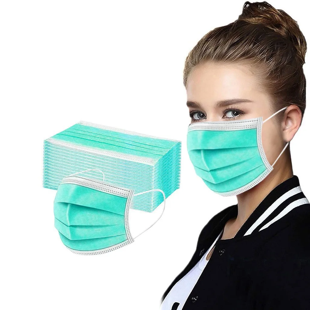 50pcs Women Man Solid Mask 3ply Disposable Face Ear Loop Anti-pm2.5 Dust-proof Outdoor Protective Breathable | Красота и здоровье