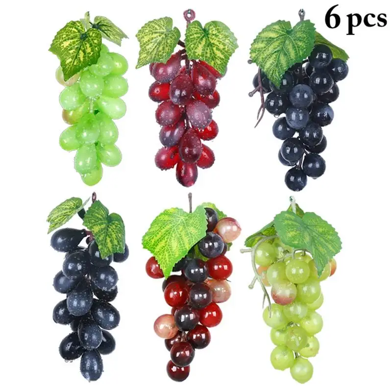 

Искусственные фрукты, виноград, пластиковые листья, 6 шт.