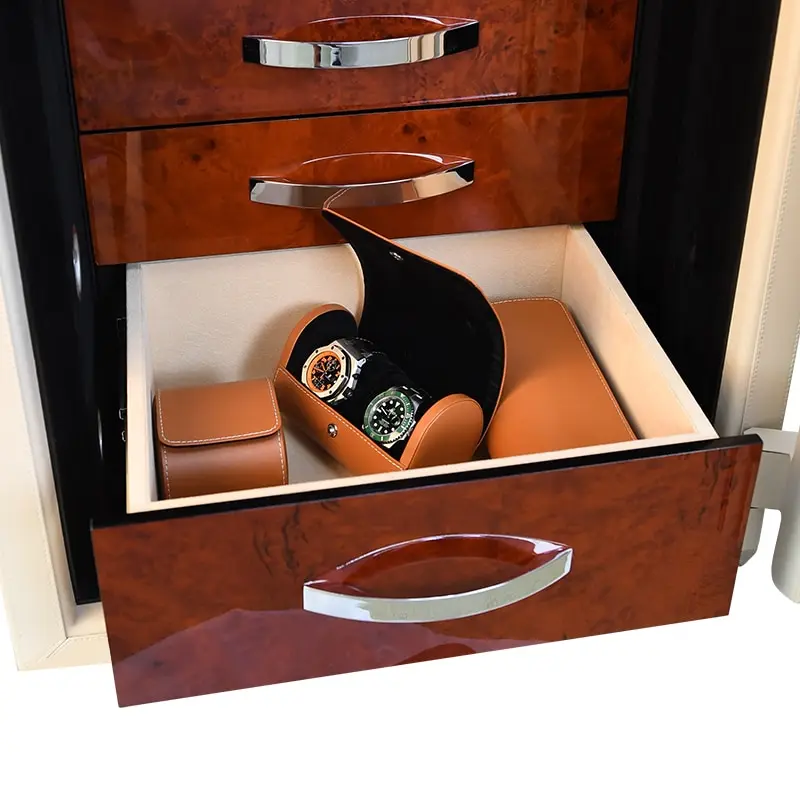 

LUNDA Luxury Watch winder 9 automatic watches cabinet display Watch safe box with steel door /with Jewelry storage drawer