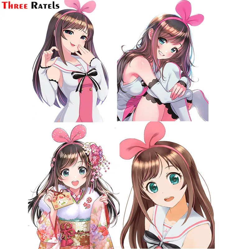 

Забавная графика Three Ratels F422 для аниме-девушки Kizuna Ai, милые автомобильные наклейки, автомобильный ноутбук, виниловая пленка для автомобиля
