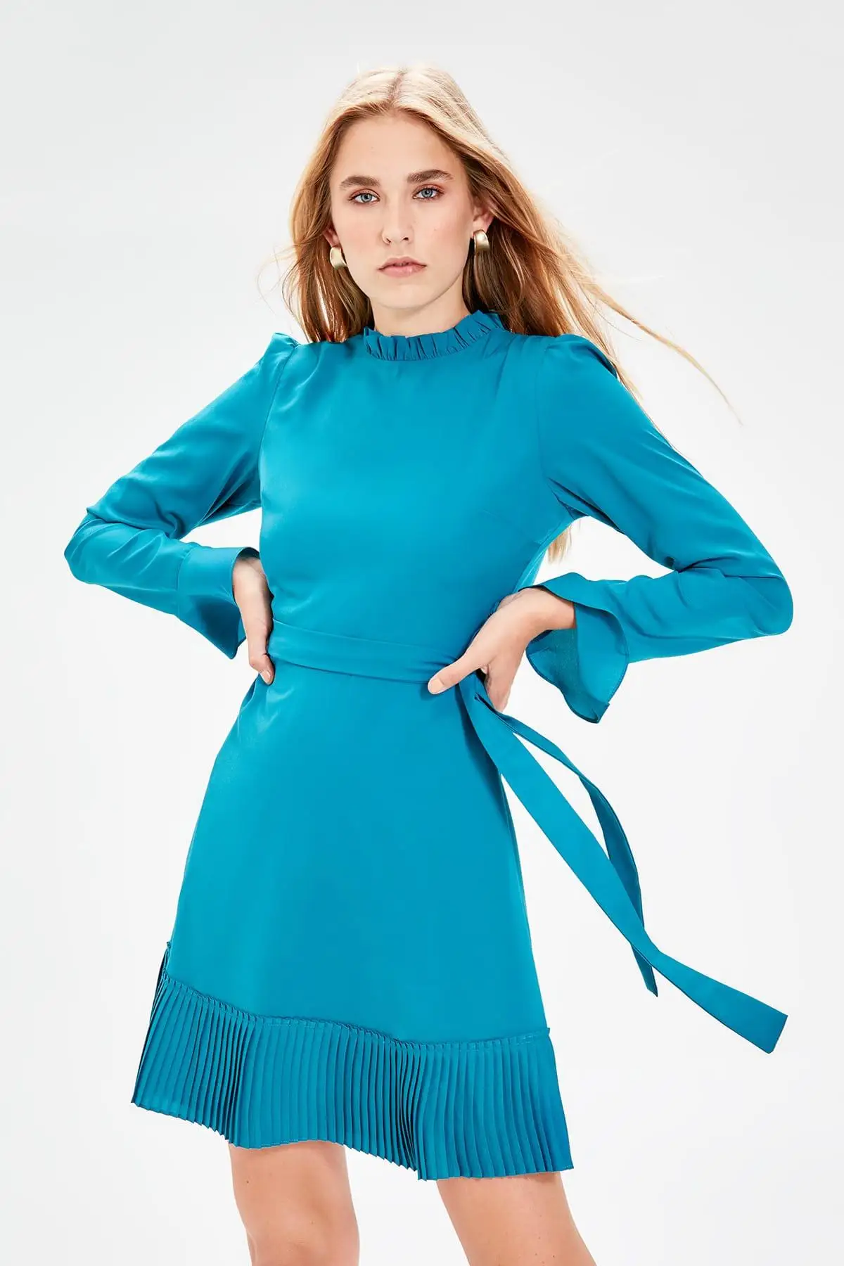 Trendyol Petrol Piliseli платье TWOSS19LJ0114|Женские платья| |