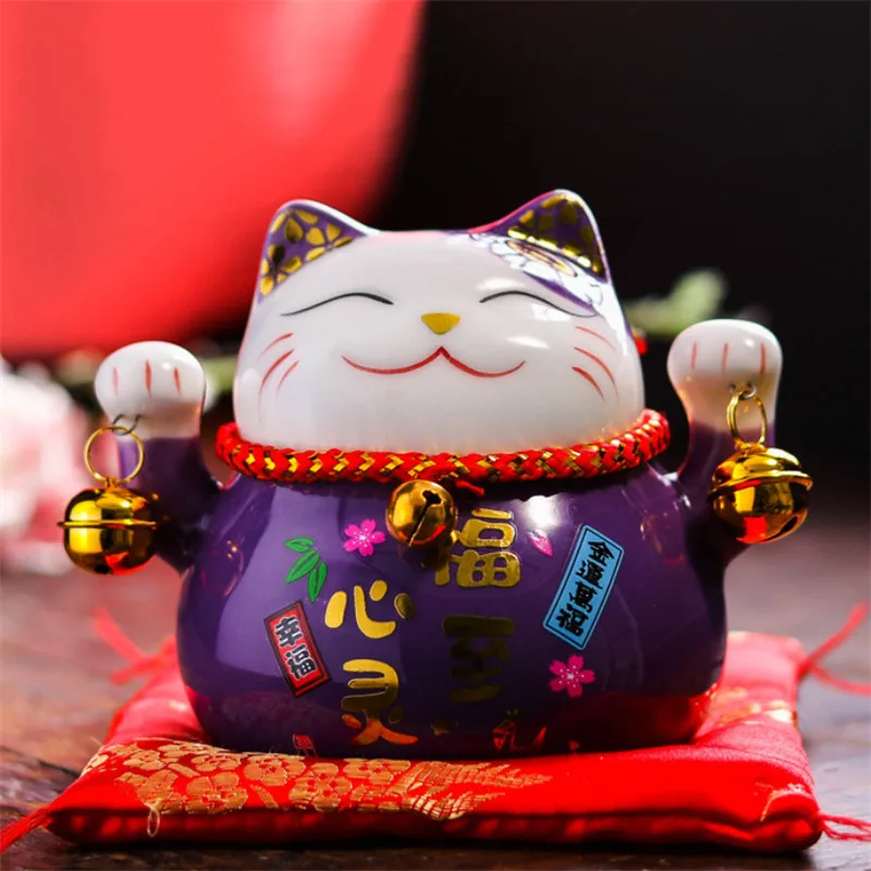 A 6 цветов 4,5 дюймов Maneki Neko фарфор Lucky Cat домашний декор копилка украшения Фортуна милый кот Копилка фэн шуй ремесло - Цвет: A