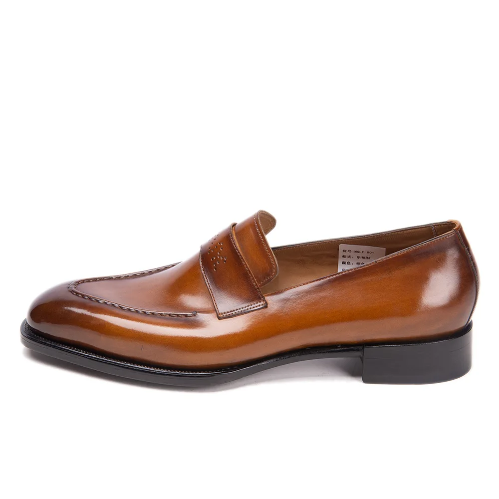 

Handmade Leather Shoes Men Business Korean Leisure Trend Loafers Cow Leather British Easy Wear Lazy Loafer Shoes Plus Size 38-48