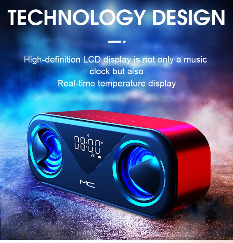 Портативный Bluetooth-динамик FM-радио двойной будильник температурный дисплей