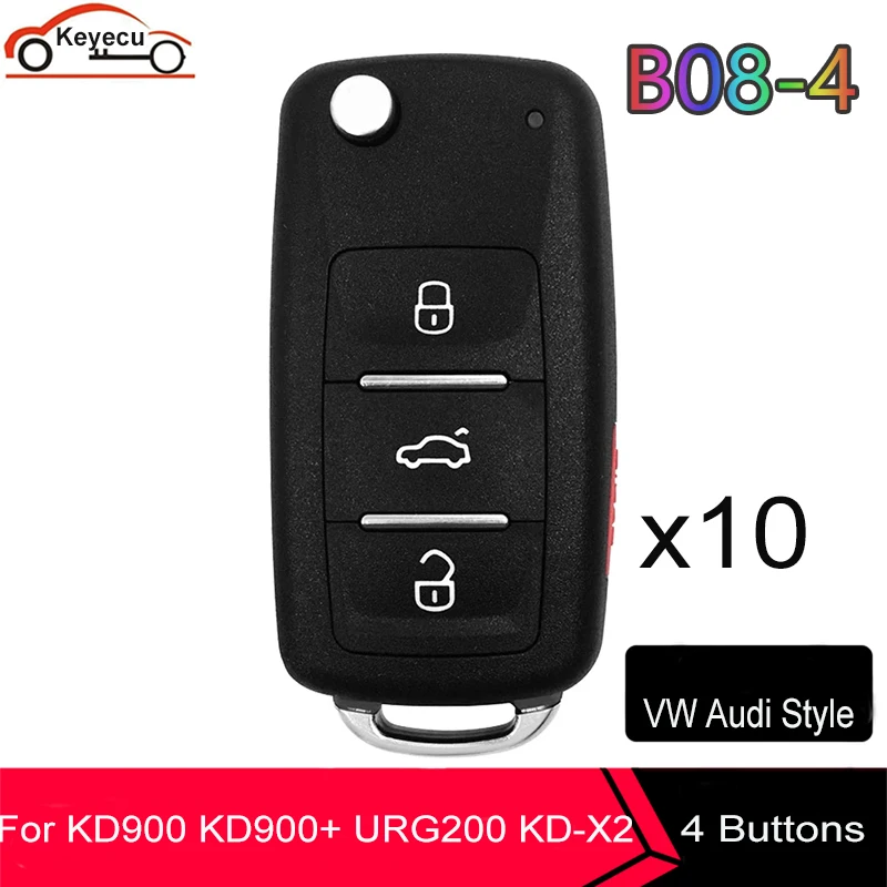 

KEYECU 10 шт. KEYDIY B Series B08-4 Универсальный KD пульт дистанционного управления 4 кнопки для KD900 KD900 + URG200 KD-X2 Mini для VW Audi Style