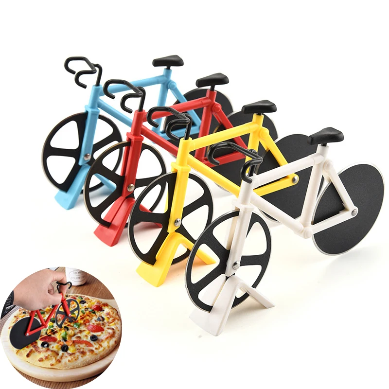 

Bicycle Pizza Cutter Wheel Stainless Steel Two-wheel Knives Bike Shape Pizza Cutting Tools New Design Kitchen Gadgets
