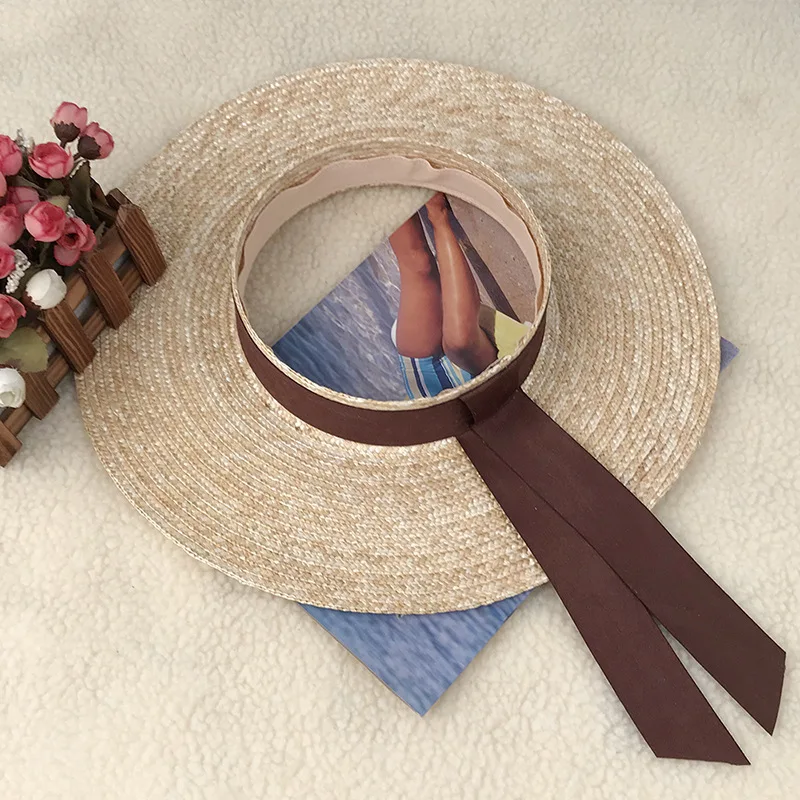 Женские солнцезащитные козырьки соломенная лента полый Солнцезащитный козырек