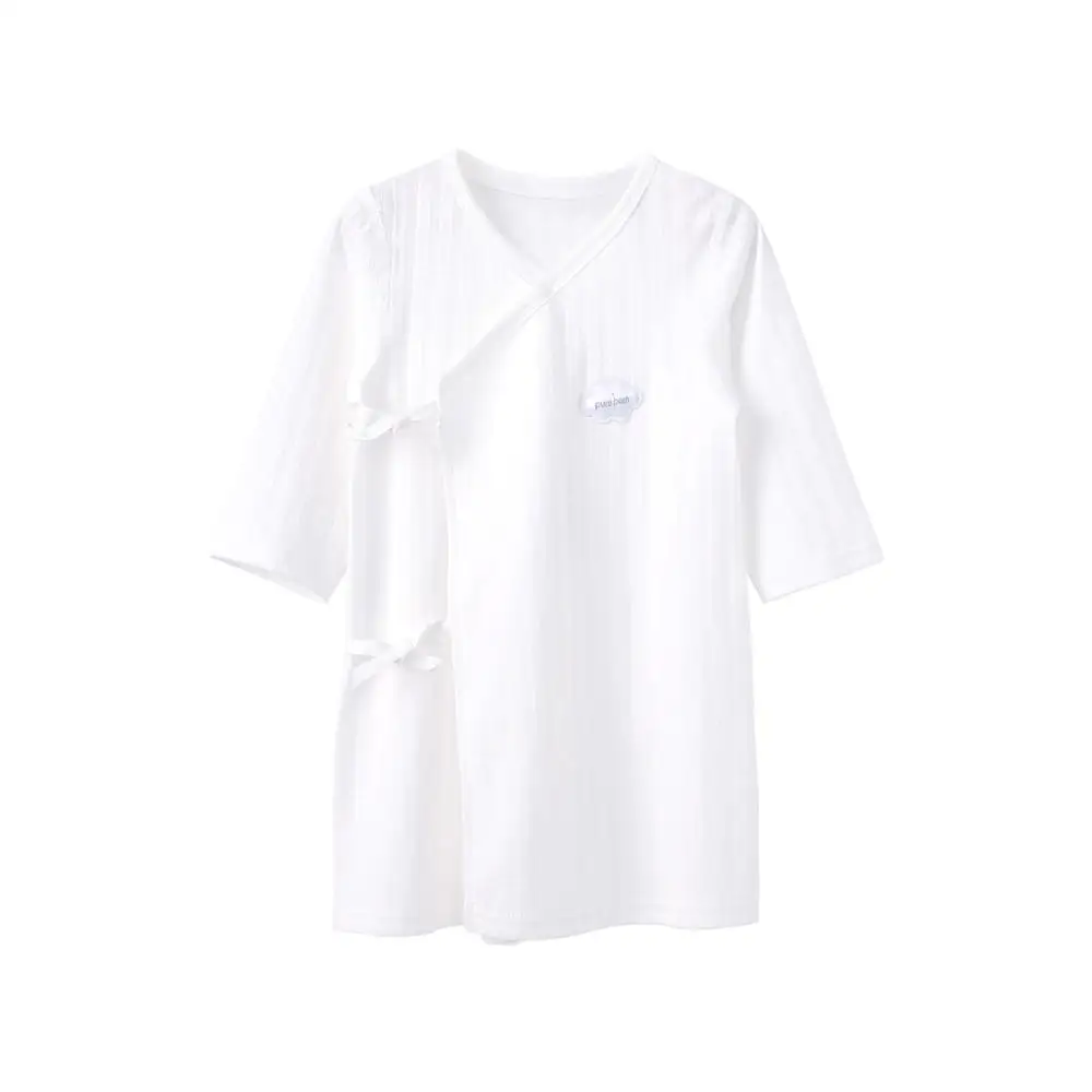 Детский банный халат Pureborn хлопковый однотонный жаккардовый для новорожденных