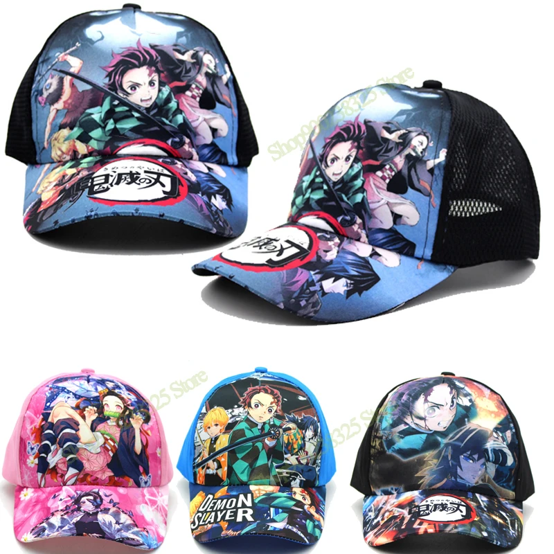 

Бейсболка Tanjiro Nezuko Zenitsu, аниме Demon Slayer, детская, зонтик с героями мультфильмов, солнцезащитная Кепка Kimetsu No Yaiba, в японском стиле