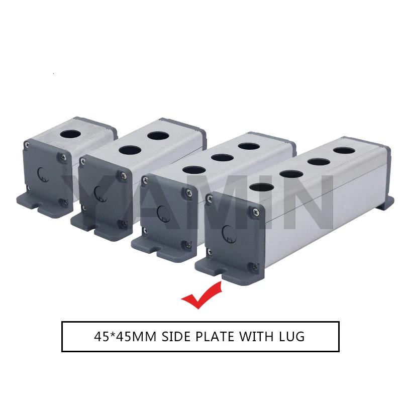45MM ear 4 Hole 16/19/22mm Aluminium Alloy Protective Box For Metal Push Button Switch IP67 Waterproof Industrial 12/3/4 Holes Single Row - Цвет: 45MM ear 4 Hole