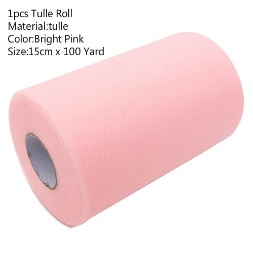 100Yard Bright Pink Фатиновая юбка-пачка в рулоне, 15 см, 100 ярдов, сделай сам подарочная упаковка для дня рождения, вечеринки, Рождества, свадьбы, для детей - Color: 100Yard Bright Pink