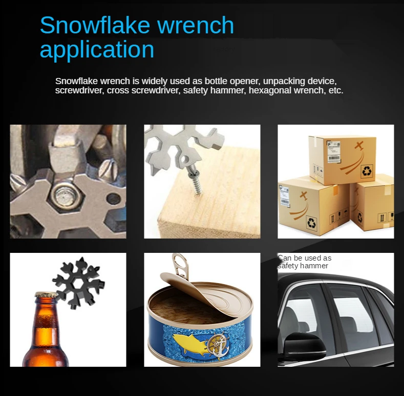 

18 In 1 Multi-Tool Stainless Steel Snow Shape Flat Cross Head Screwdriver Allen Key Spanner Key Chain Tool