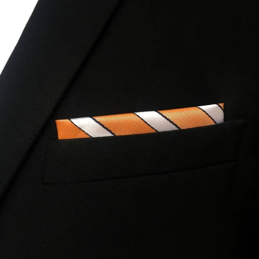 FH26 оранжевый белый полосатый Карманный квадратный модный платок для свадьбы Hanky |