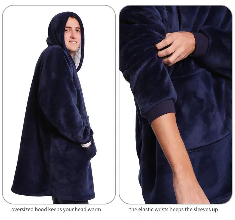 Новое Флисовое одеяло с рукавами уличные одеяла капюшоном и карманами теплое