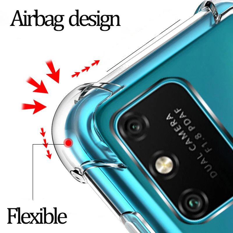 

3-in-1 ,phone case for honor 9a 9c camera glass soft Clear Shockproof back cover film honor9 s airbag case honor play 9A