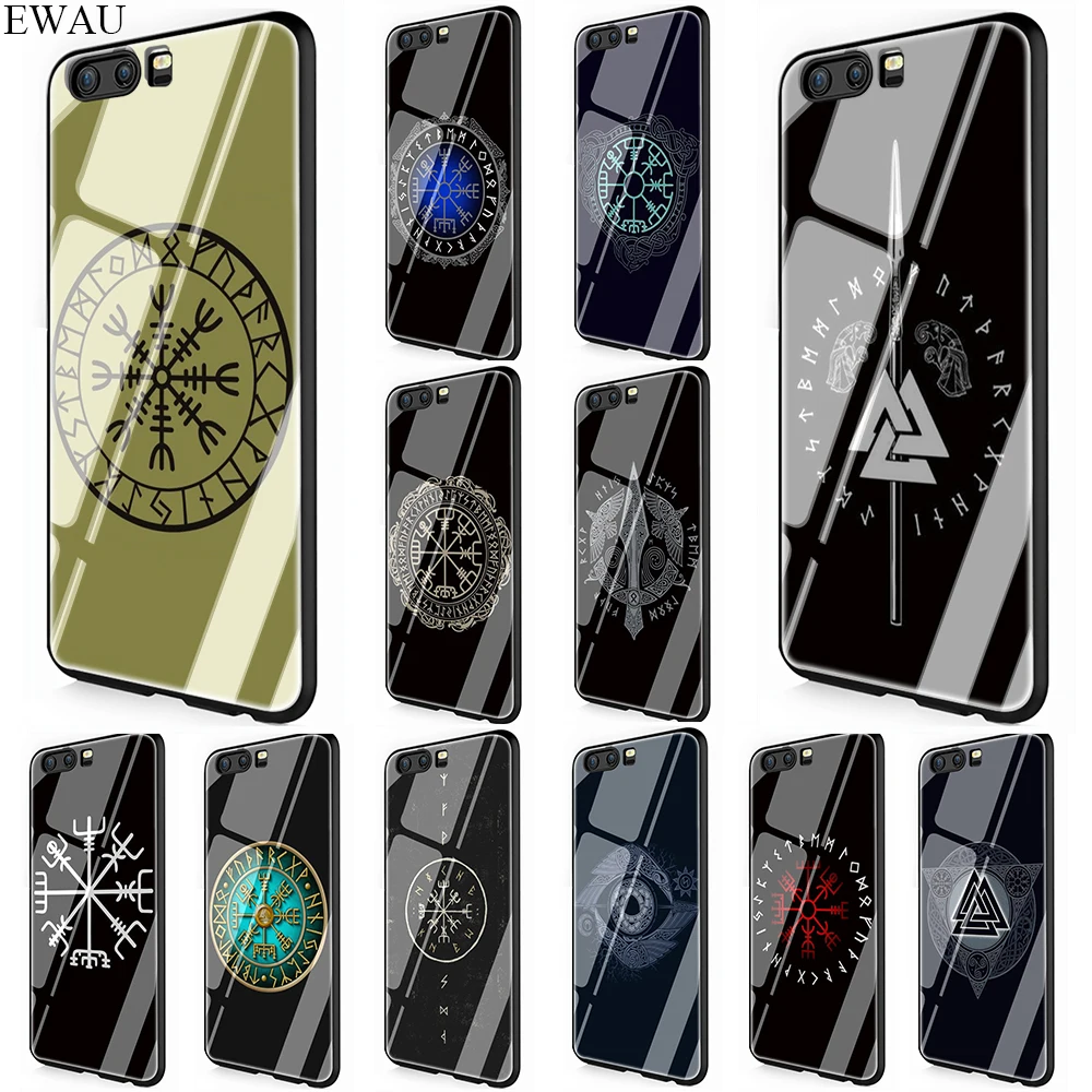 EWAU Viking Vegvisir Odin Скандинавское закаленное стекло чехол для телефона Huawei Mate P 10 20 30 Lite