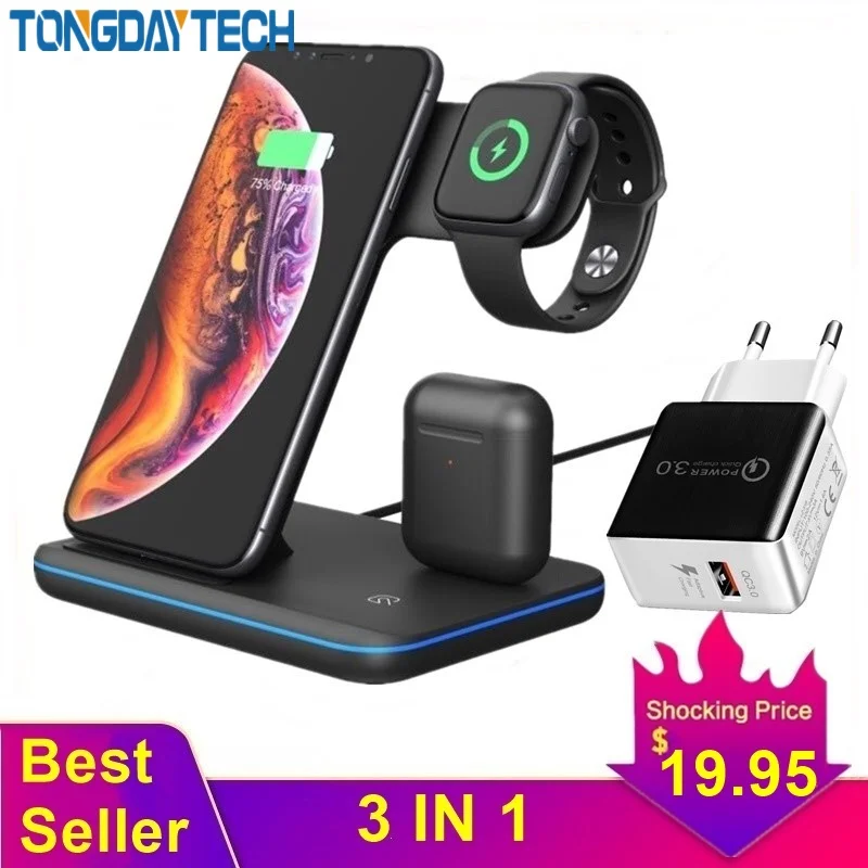 Tongdaytech 15 Вт Qi Беспроводное зарядное устройство для Iphone X 8 11 Pro Max Быстрая зарядка быстрое зарядное устройство для Apple Airpods Pro Watch 5 4 3 2 1