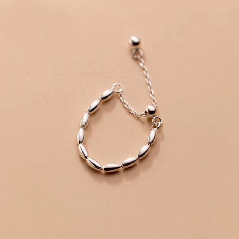 

MloveAcc чистого серебра 925 пробы серебряные Регулируемые кольца с длинной кисточкой с бусами, разомкнутые кольца Винтаж Стиль изысканные вече...