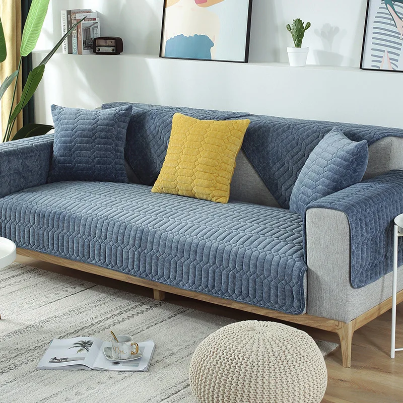 

Plush Sofa Cover Thicken Cushion Lattice Sofa Towel Four Seasons General Sofa Covers Contracted Antiskid Sofa Bed Cover