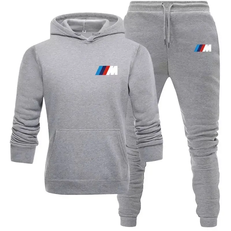

New 2 Piece Set BMW Brand Print Men Sweater Pant Clothing Set Men Women Solid Tracksuit Pants Suit Female Tracksuit