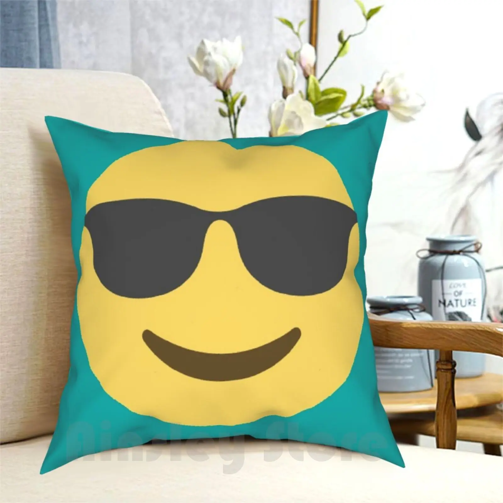 

Sunglasses Pillow Case Printed Home Soft Throw Pillow Sunglasses Glasses Smile Smily Face Cool Cute Social Media Text
