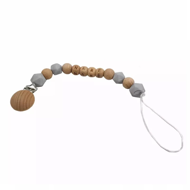 Cuentas cuadradas de madera del alfabeto para beb&eacute;s, Cuentas de letras a-z para beb&eacute;s, masticables, accesorios de cadena de chupete de lactancia, 5 uds.-3