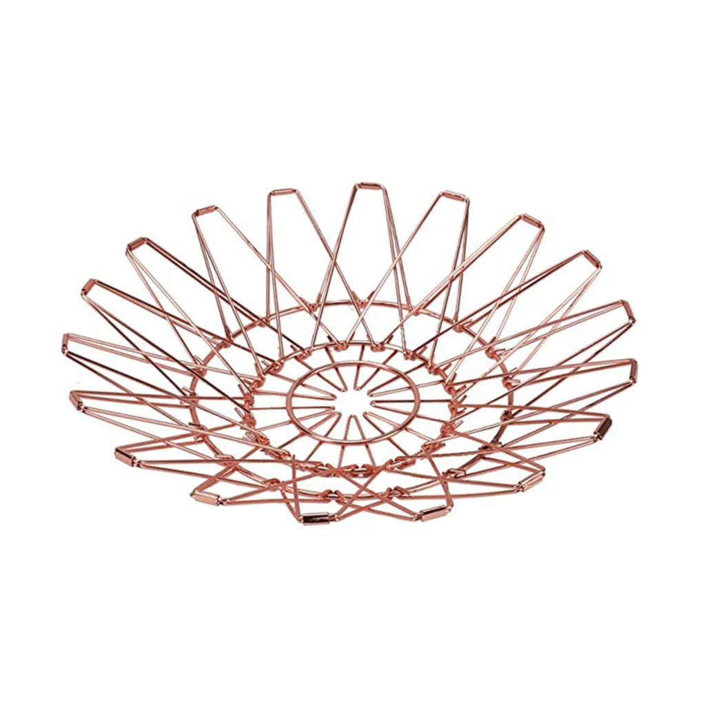 

Fruit Basket Foldable Wire Storage Holder Stainless Steel Serving Basket Home Kitchen Supplies, Black