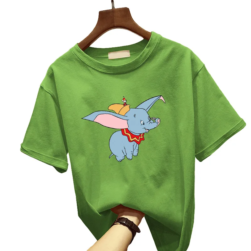

Disney 2021 Dumbo T-shirt short sleeve cartoon cute Harajuku fashion simple white T-shirt disney plus 1 year