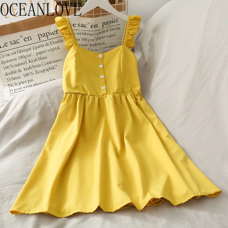 OCEANLOVE милое шифоновое платье трапециевидной формы однотонные с вышивкой Платье