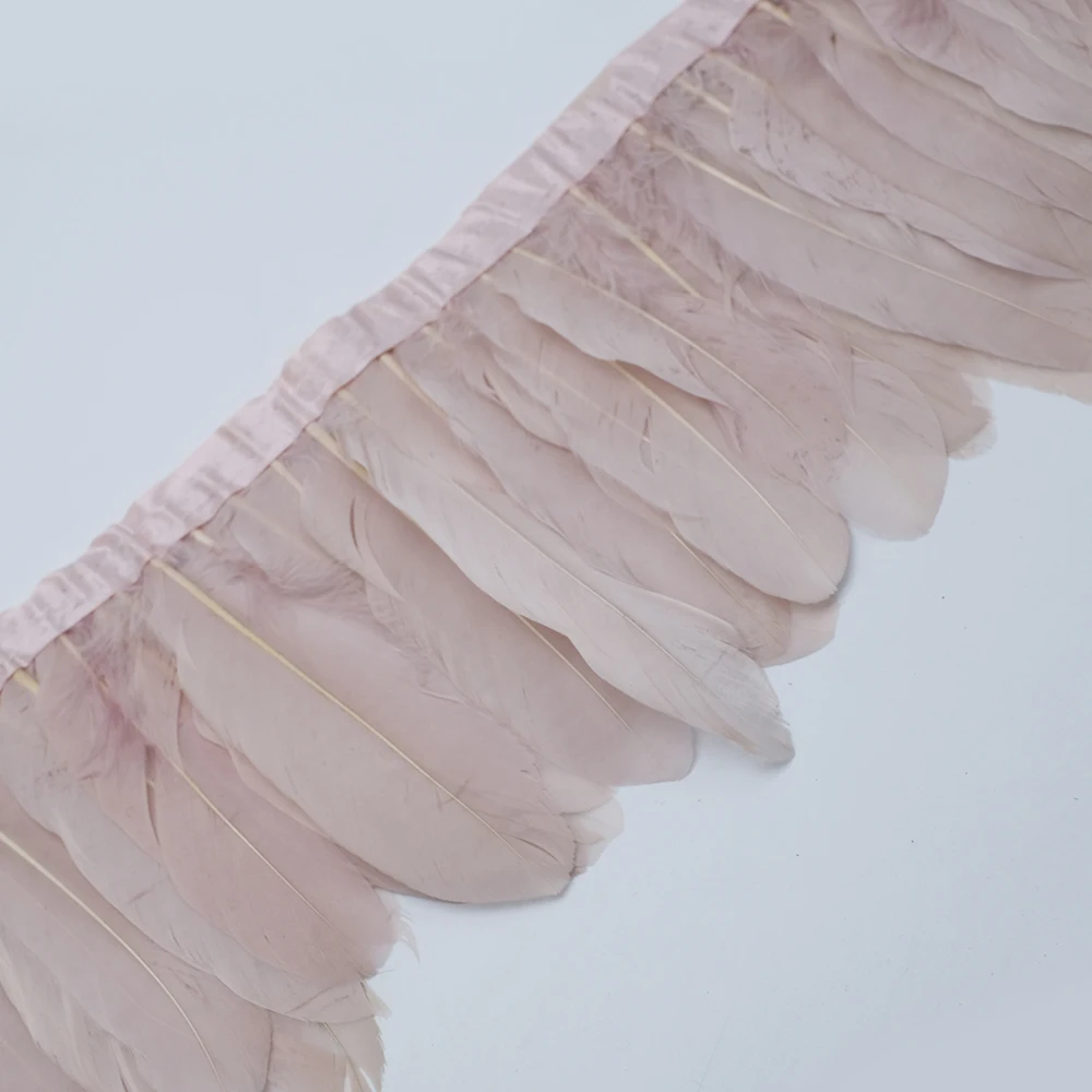 Pale Pinkish Grey Многоцветные ленты с гусиным пером, 10 ярдов, окрашенные ленты с гусиным пером/13-18 см, бахрома с гусиным пером, платье, юбка, украшение, 35 цветов - Цвет: Pale Pinkish Grey