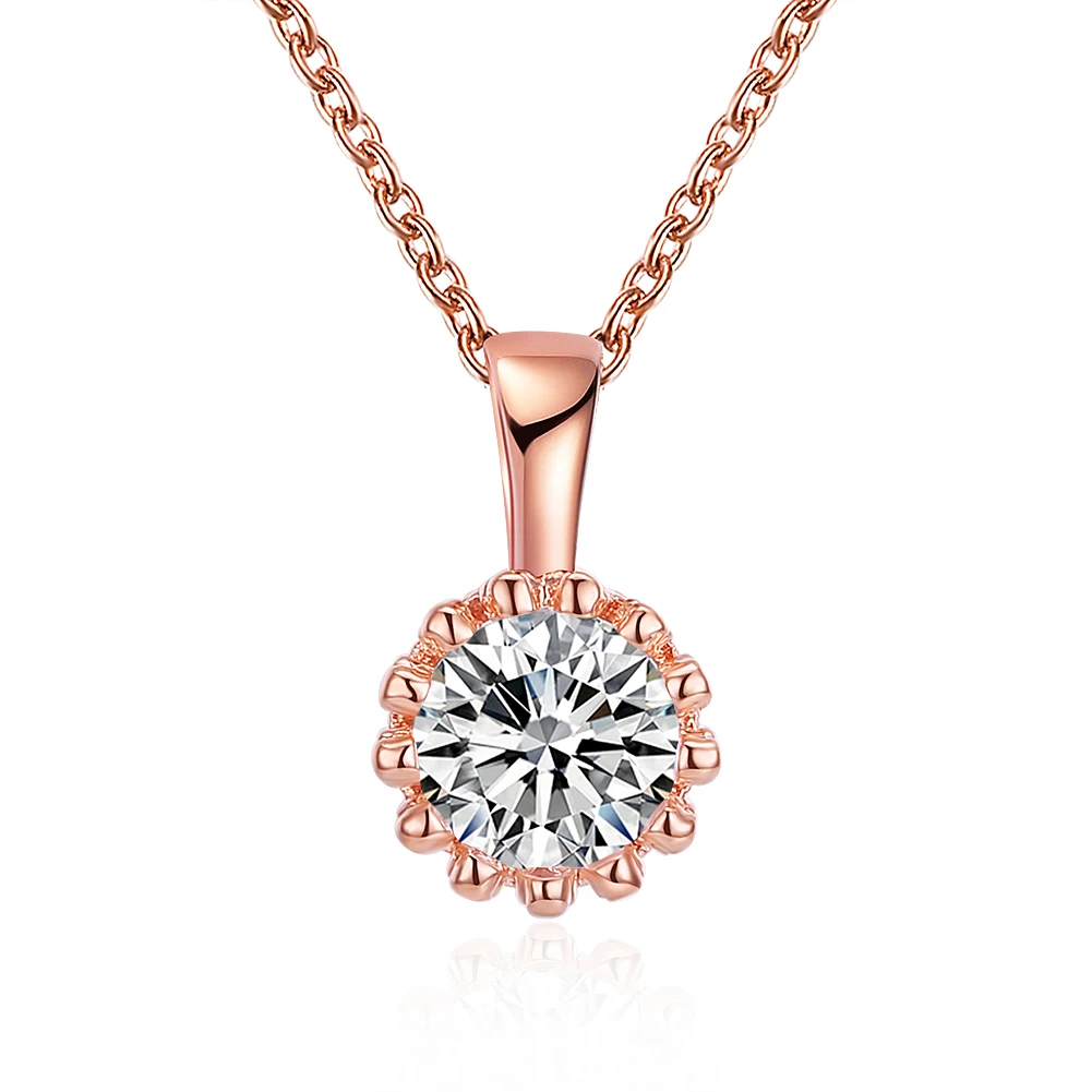 Fashion K Gold Trend Necklace Zircon Rose Female Round Diamond Engagement White Valentine's Day Gift | Украшения и аксессуары