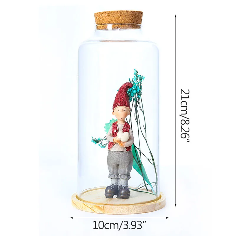 

Nordic Creative Eternal Flower Home Decoration Ornament Resin Cartoon Doll With Glass Cover Girl Room Decoration Miniature Model