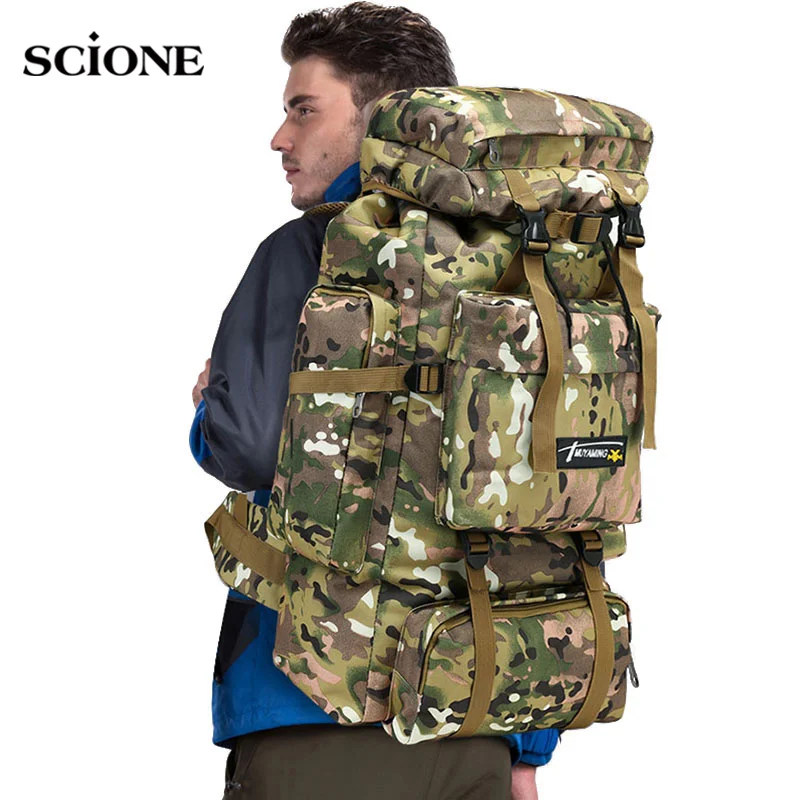 

70L Tactical Bag Military Backpack Mountaineering Men Travel Outdoor Sport Bags Molle Backpacks Hunting Camping Rucksack XA583WA