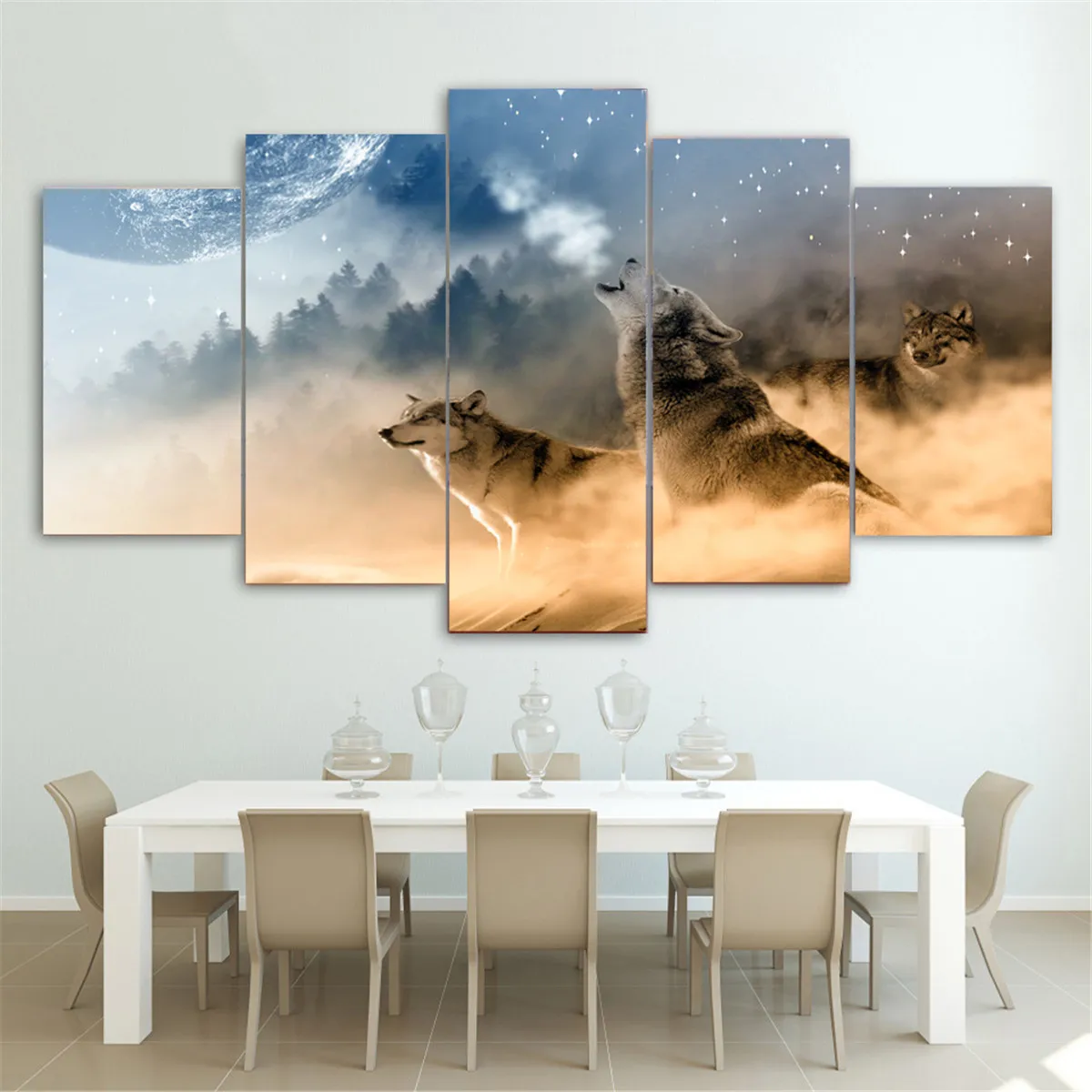 

Картина с изображением пентаграммы волка и Хоя, картина маслом, постер на холсте, настенное искусство для гостиной, украшение для дома