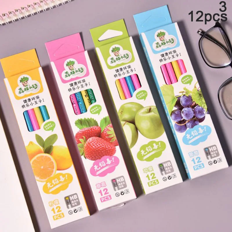 

10x Wooden Animals students Pencil With Rubber Eraser Head cute study Cartoon kids pencil gifts