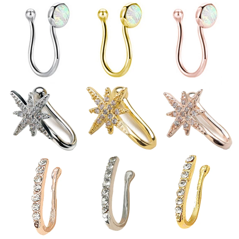 U образное Опаловое кольцо для имитации носа ювелирное изделие прокола модное