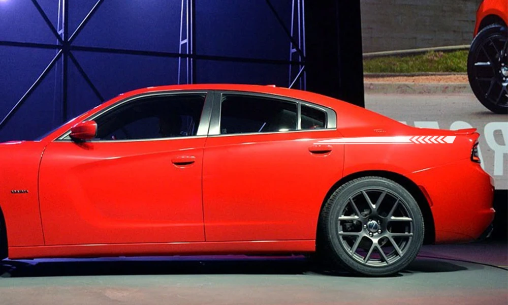 2 шт. для Dodge зарядное устройство автомобильные наклейки спортивный стиль авто длинные боковые полосы виниловые наклейки "сделай сам" пленка автомобильные принадлежности для тюнинга
