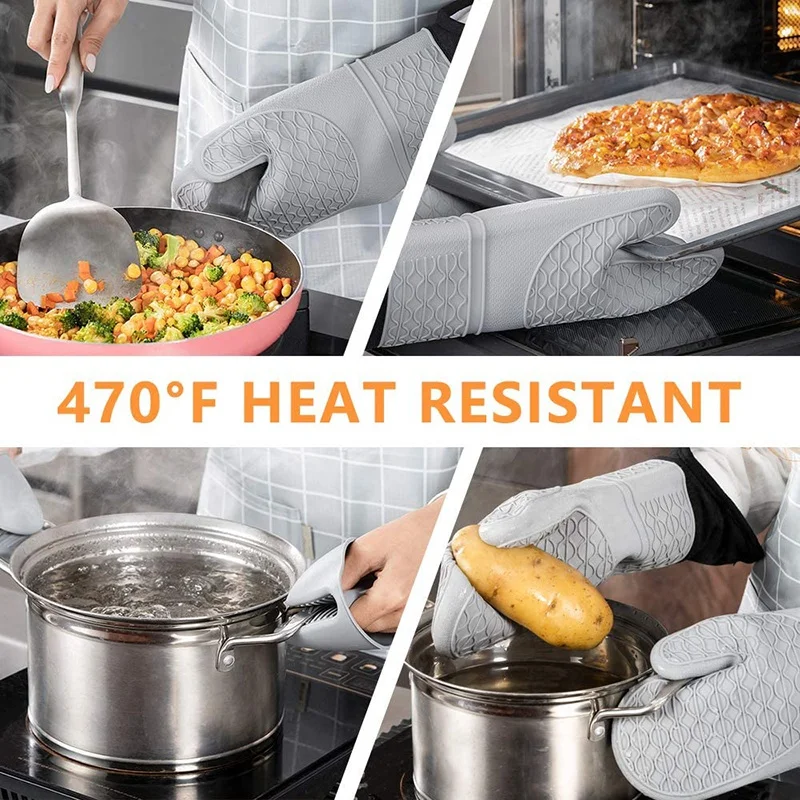 

Oven Mitts,Silicone,Slip Resistant,Includes Mini Oven Mitts and Hot Pads - Perfect for Kitchen, Baking Cooking
