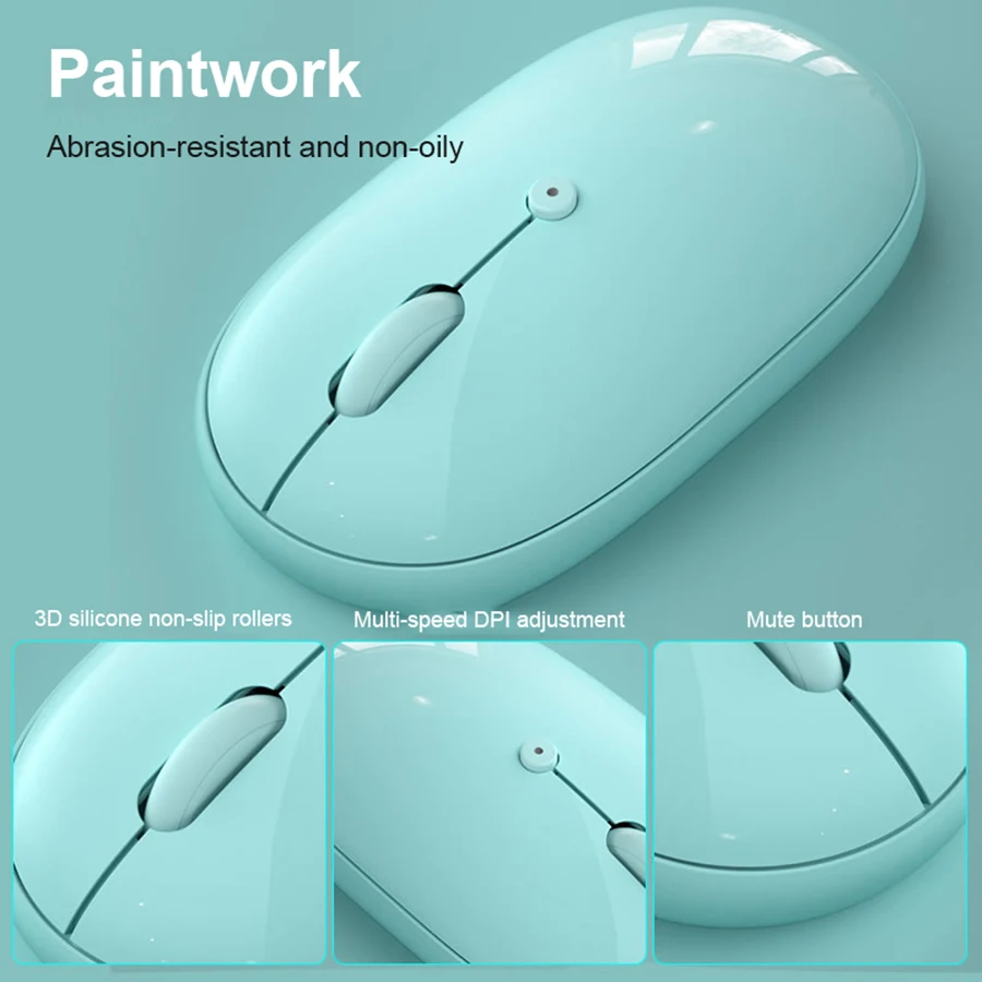 Красочная Bluetooth мини перезаряжаемая мышь Бесшумная игровая Ricaricabile для Macbook Lenovo