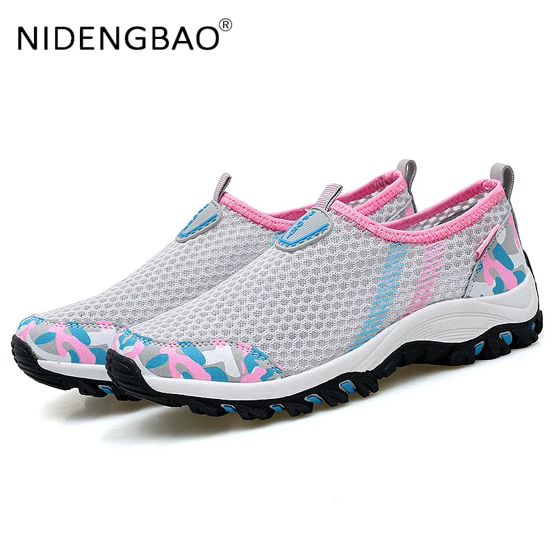Mens Sneakers Couple Hiking Shoes Women Outdoor Trekking Walking Climbing Breathable Sports Shoes Quick Dry Slip On Size 35-44