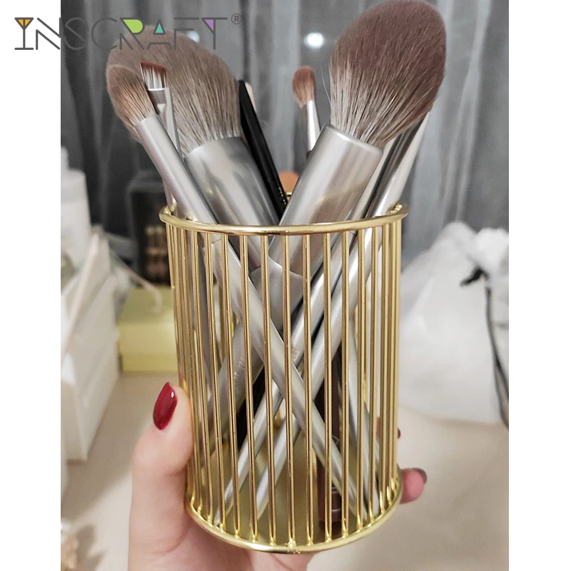 Металлический держатель для кистей макияжа многофункциональный настольный
