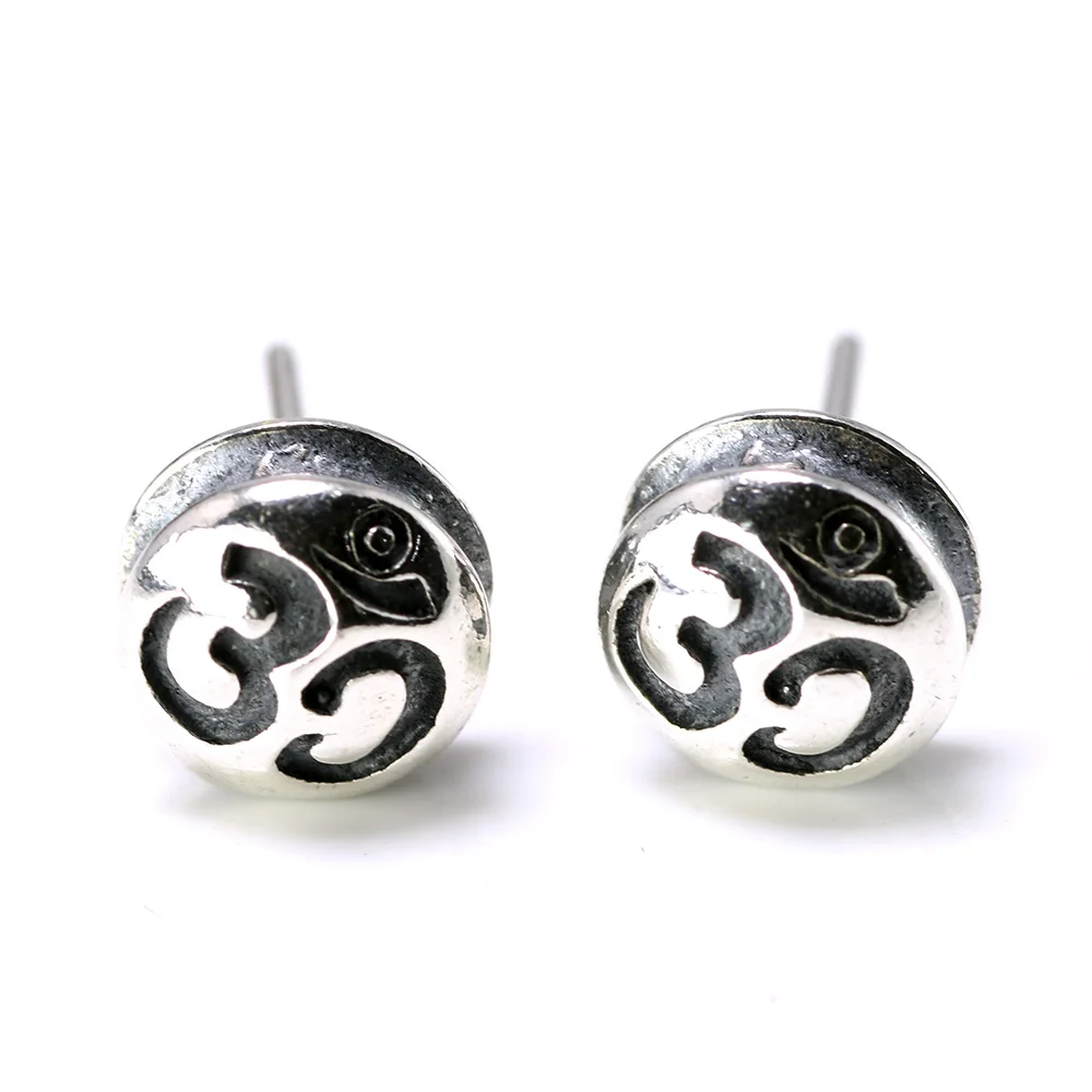 Подлинные 925 пробы серебряные серьги мантра для мужчин и женщин Ом Мани Падме Хум