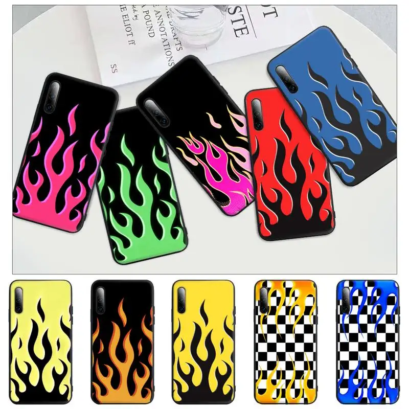 

Trend Fashion Flame Pattern Black Rubber Mobile Phone Cover Case For Honor 7A Pro 7C 10i 8A 8X 8S 8 9 10 20 Lite