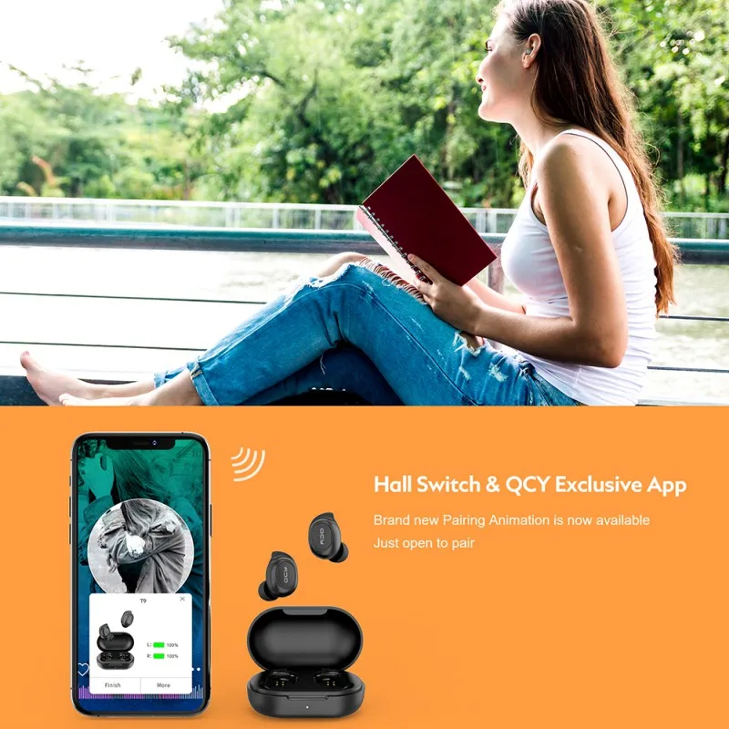 

QCY T9 TWS EARPHONE Bluetooth 5.0 Headset TWS Wireless Earphones Mini Earbuds Stereo Headphones Earbuds Bluetooth