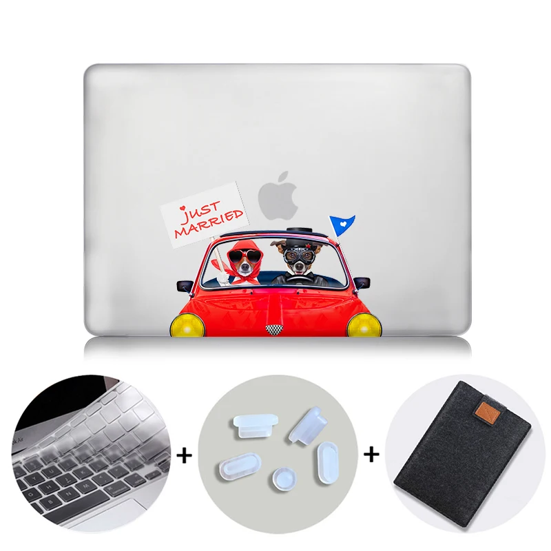 MB08 MTT Кристальный жесткий чехол для Macbook Pro retina 13 15 Touch bar Air 11 13 чехол для ноутбука с мультяшной собакой для macbook 12 дюймов A1534 - Цвет: MB08